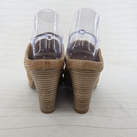 Miz Mooz Womens Leather Slide Wedge Sandals Kenzie Wheat Heels Shoes Size 38 - Picture 5 of 15